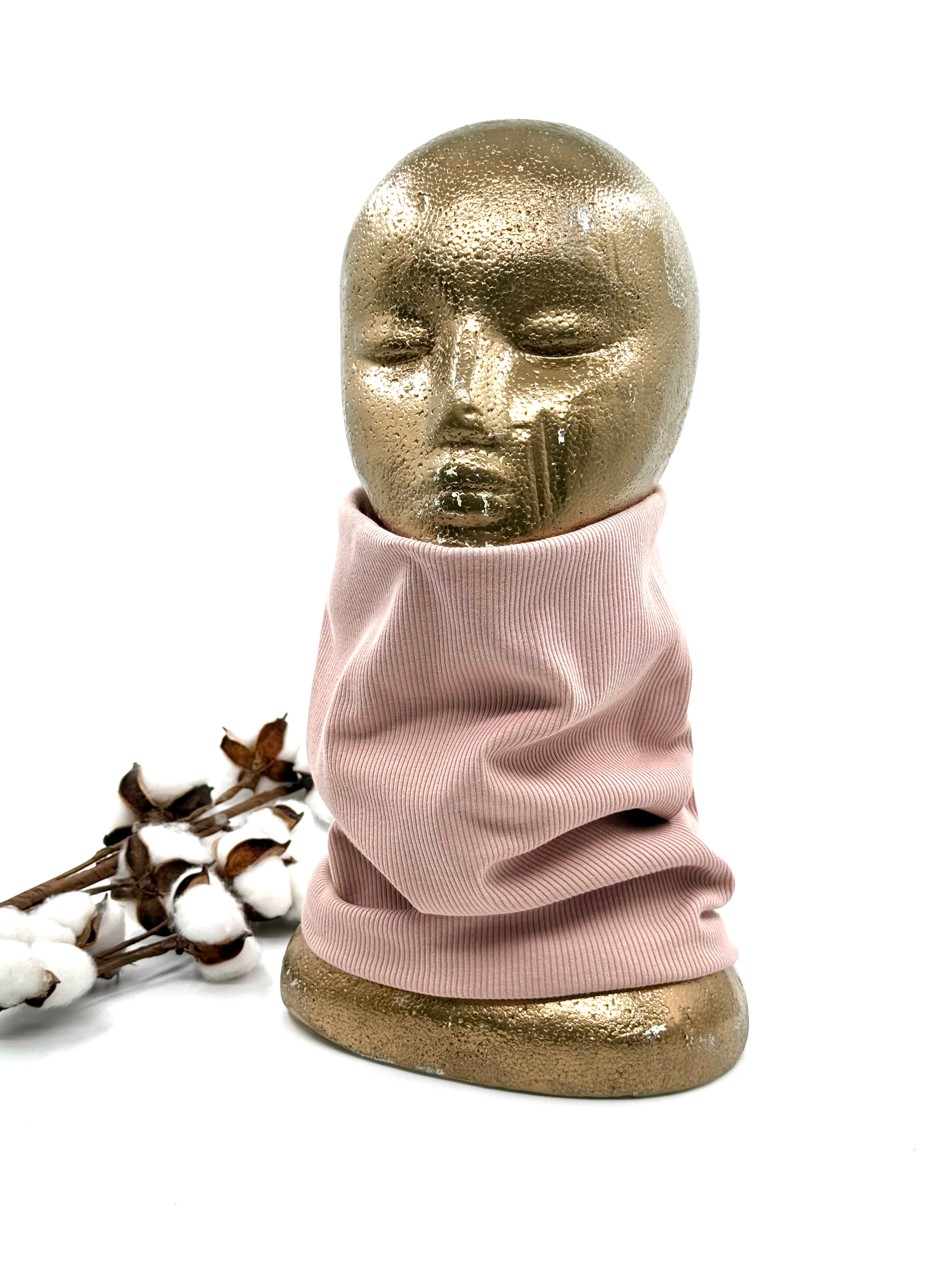 Puuvillaribbinen tuubihuivi- Rosee