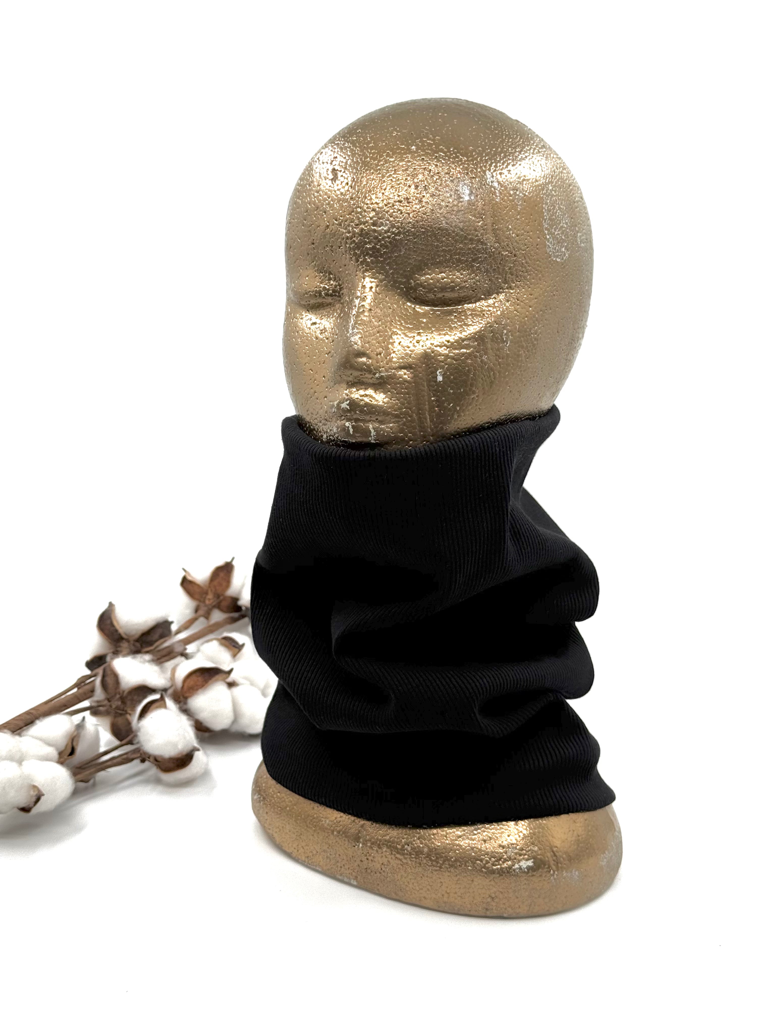 Puuvillaribbinen tuubihuivi- Musta