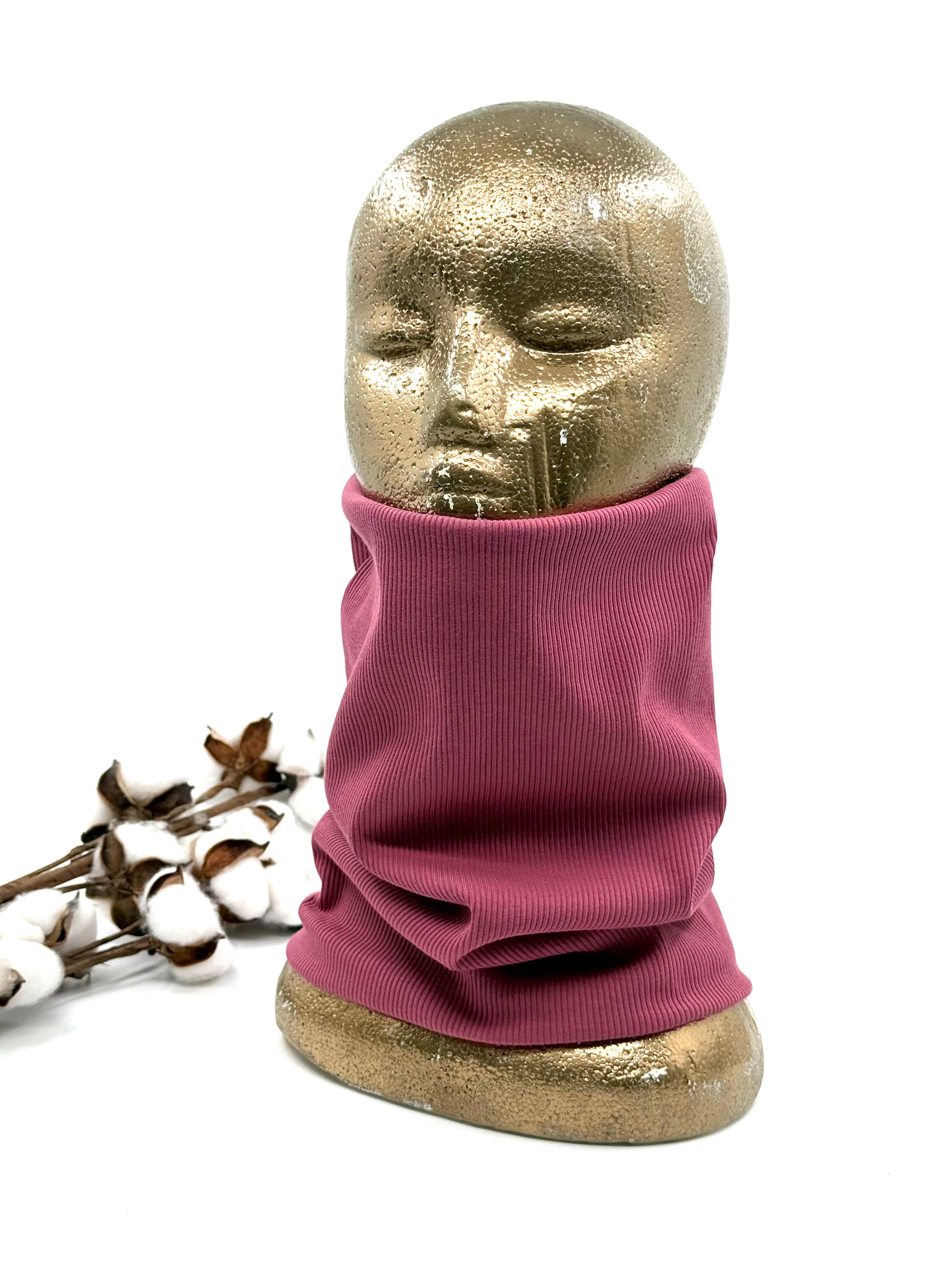 Puuvillaribbinen tuubihuivi- Vadelma