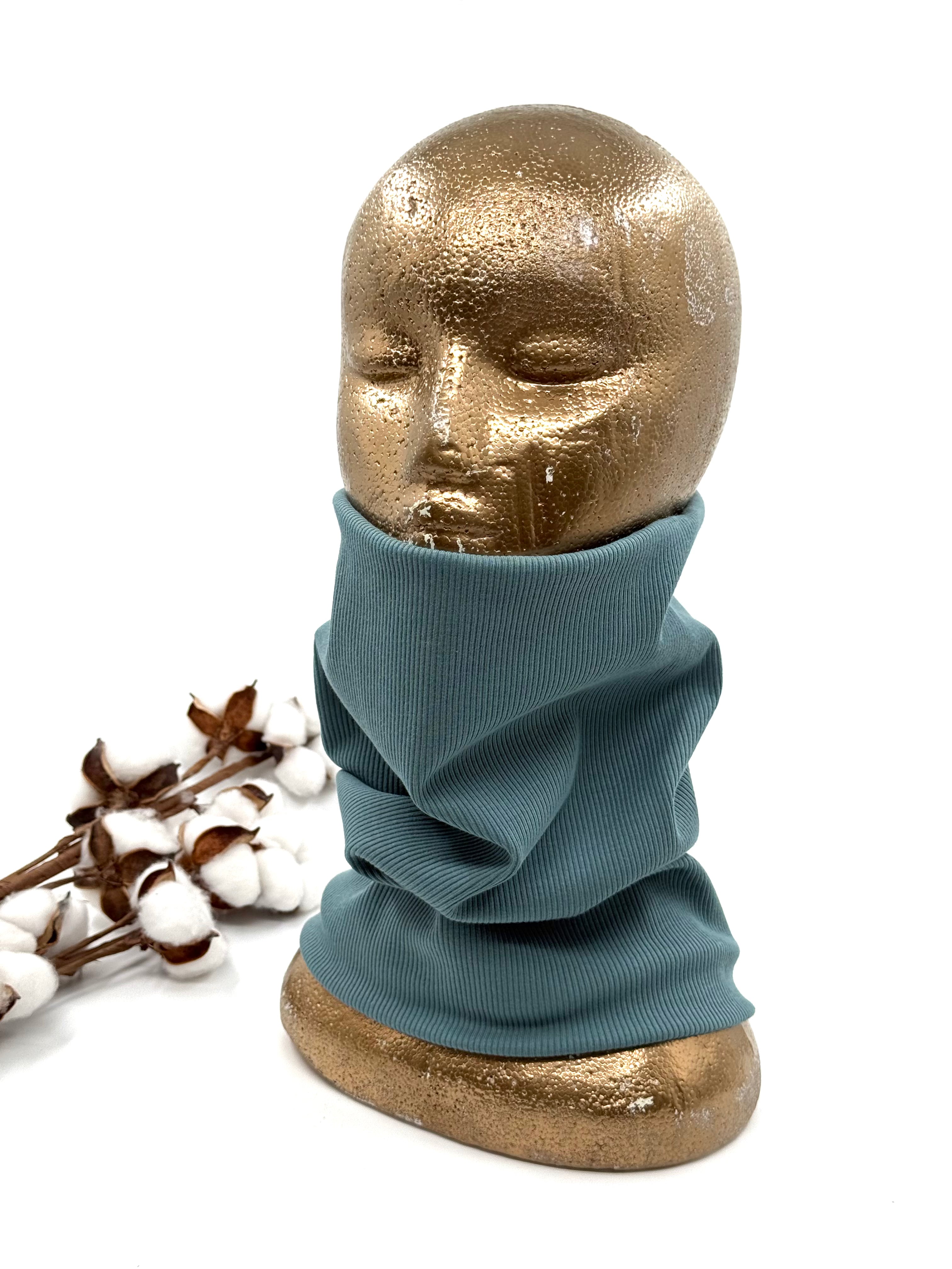 Puuvillaribbinen tuubihuivi- Vanha vihreä