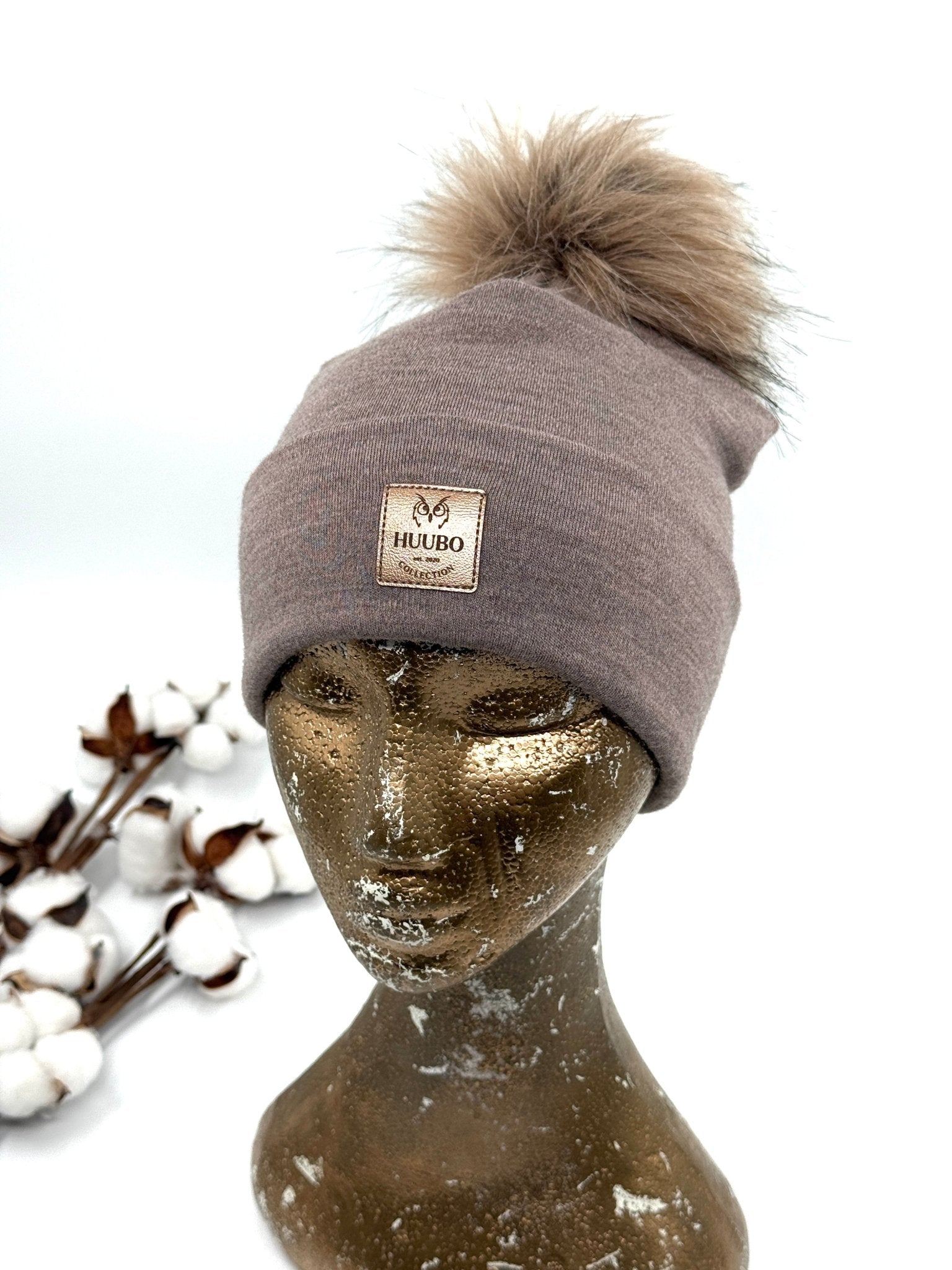 Lasten merinovillapipo, Ruskea, tupsulla.